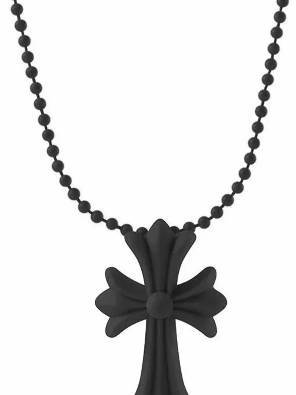 Chrome Hearts Tokyo 20th Anniversary Silichrome Cross Pendant Necklace Black